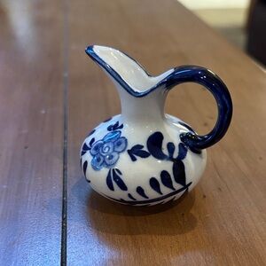 Blue and White Ceramic Pitcher